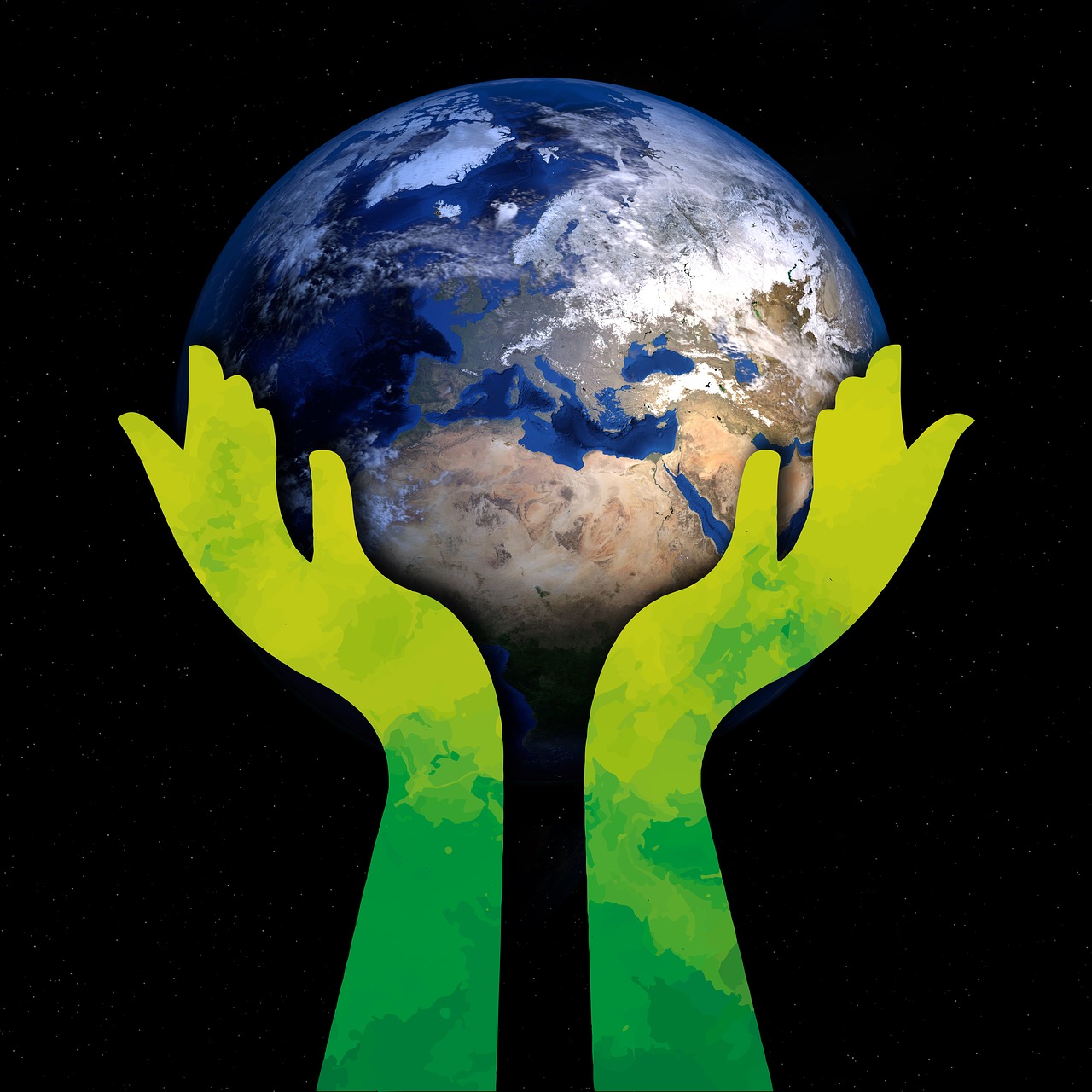 Globe held between two hands.